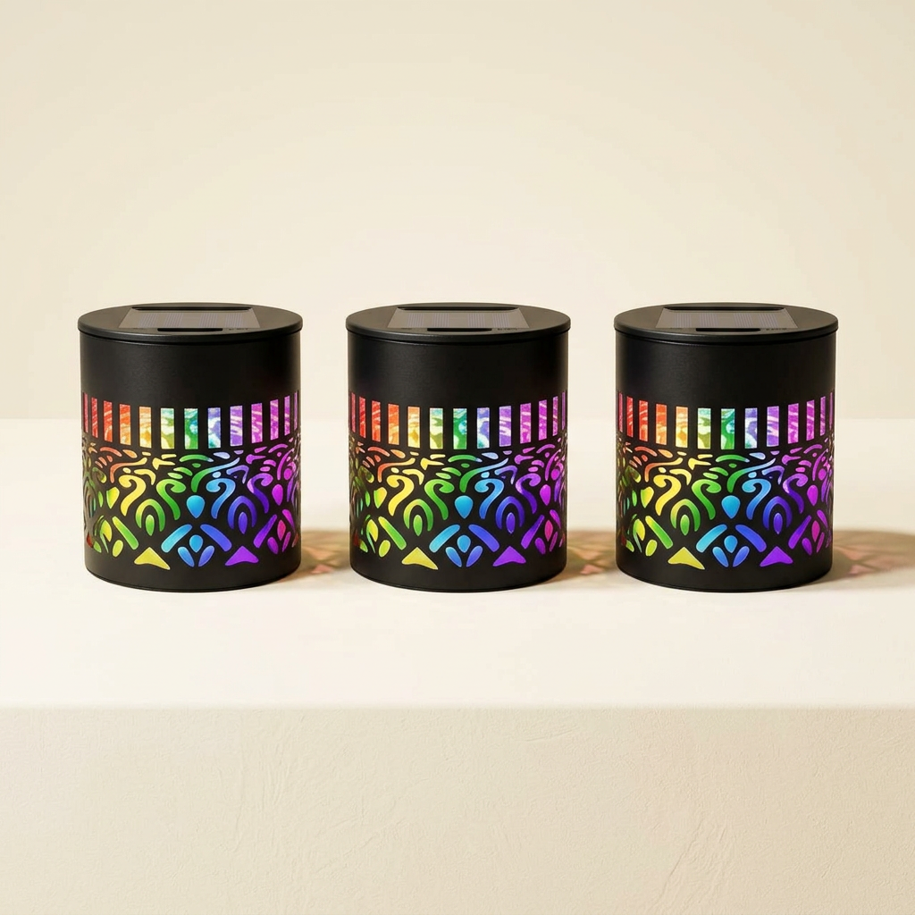 Room Trio pack containing three DiyaGlow solar-powered lights